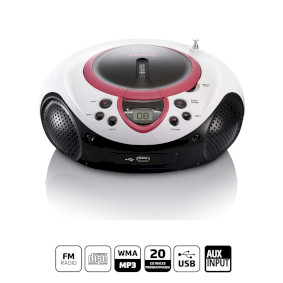 SCD-38 USBPINK Draagbare fm-radio cd- en usb-speler roze